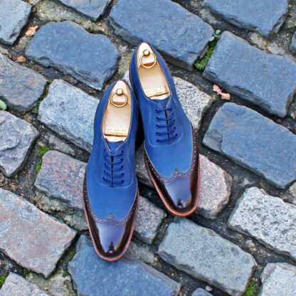 canvas and leather two tone oxford shoe