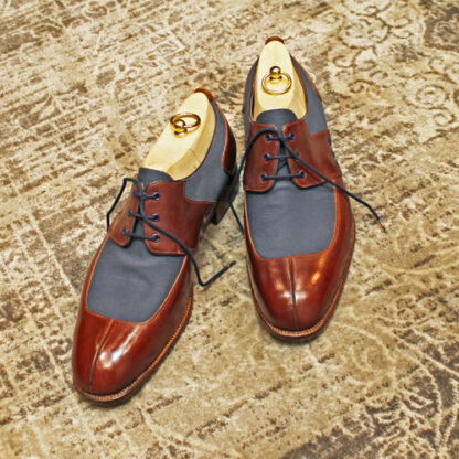 new bespoke derby shoes in leather and canvas