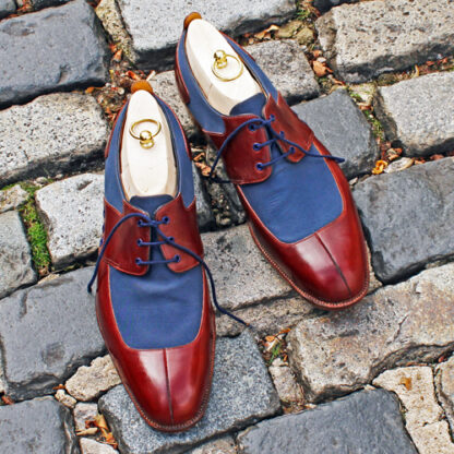 Napier saddle derby shoe in veg tan calf and canvas