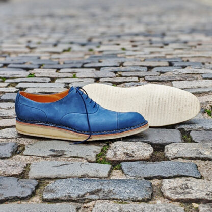bespoke oxford shoes in blue Nubuck