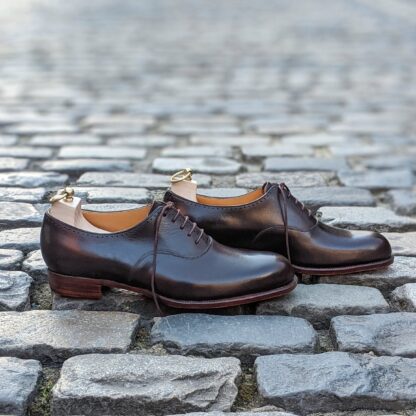 dark brown bespoke oxfords with trees