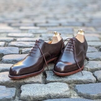 veg tanned oxfords in dark brown leather