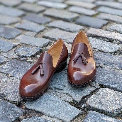 tassel loafers in warm brown leather