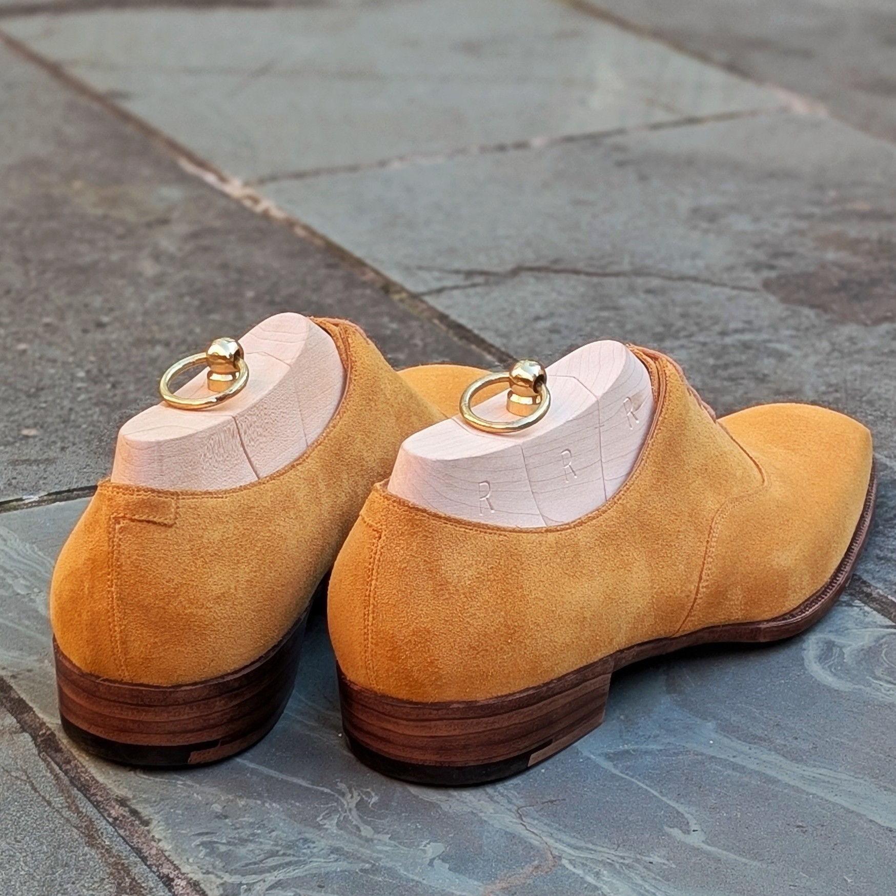 mustard suede oxfords