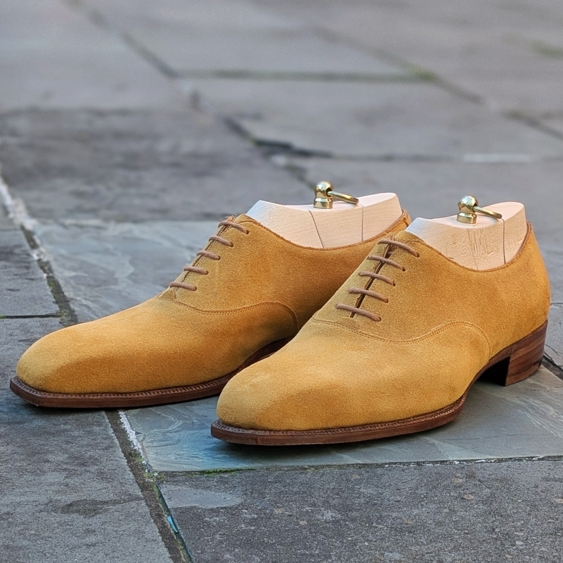 mustard yellow suded shoes