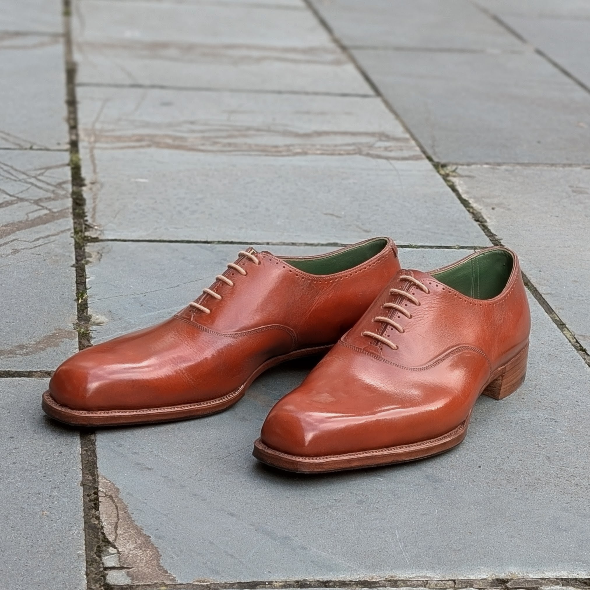 tan bespoke oxfords