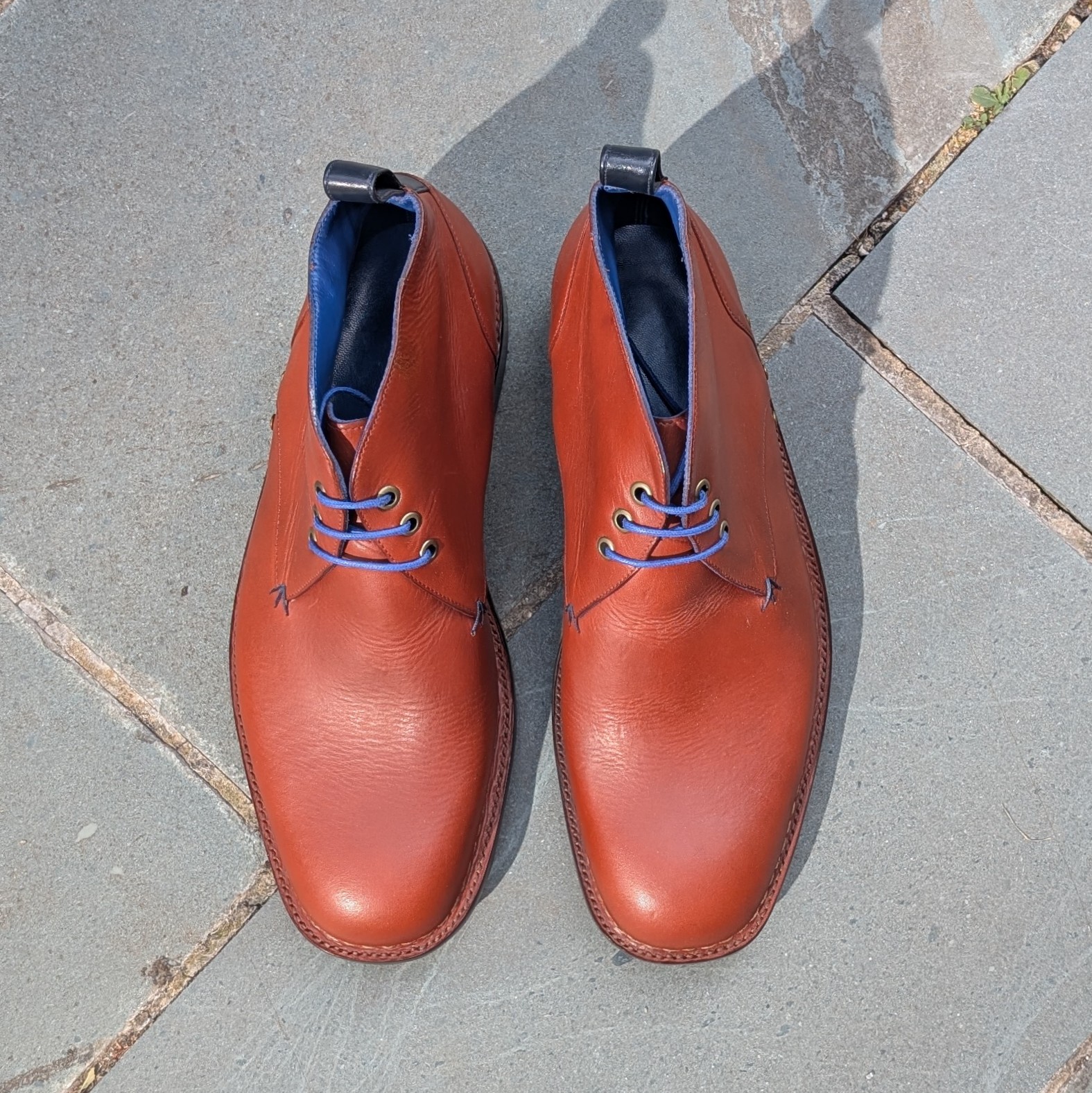 top view of derby boots